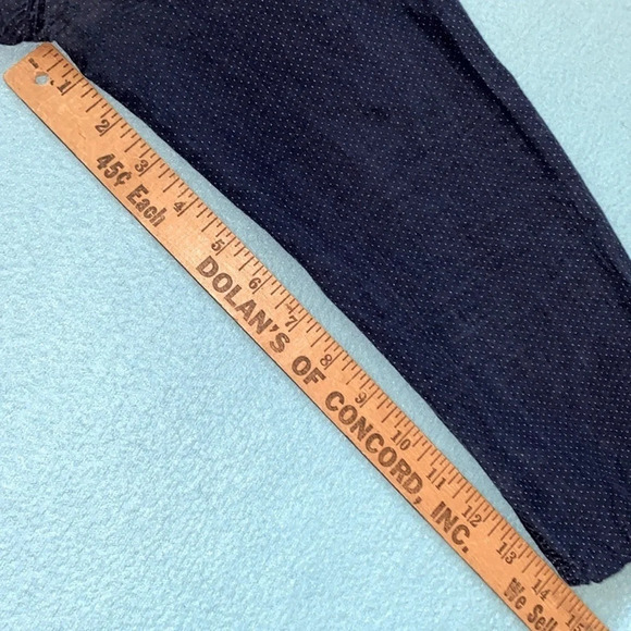 ZARA MAN Slim fit navy with white tiny polka dots long sleeve button up size L - Picture 7 of 9